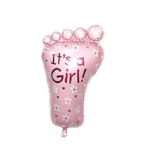 بالونه هيليوم فويل شكل قدم بيبي لحفلة سبوع بنت لون بينك